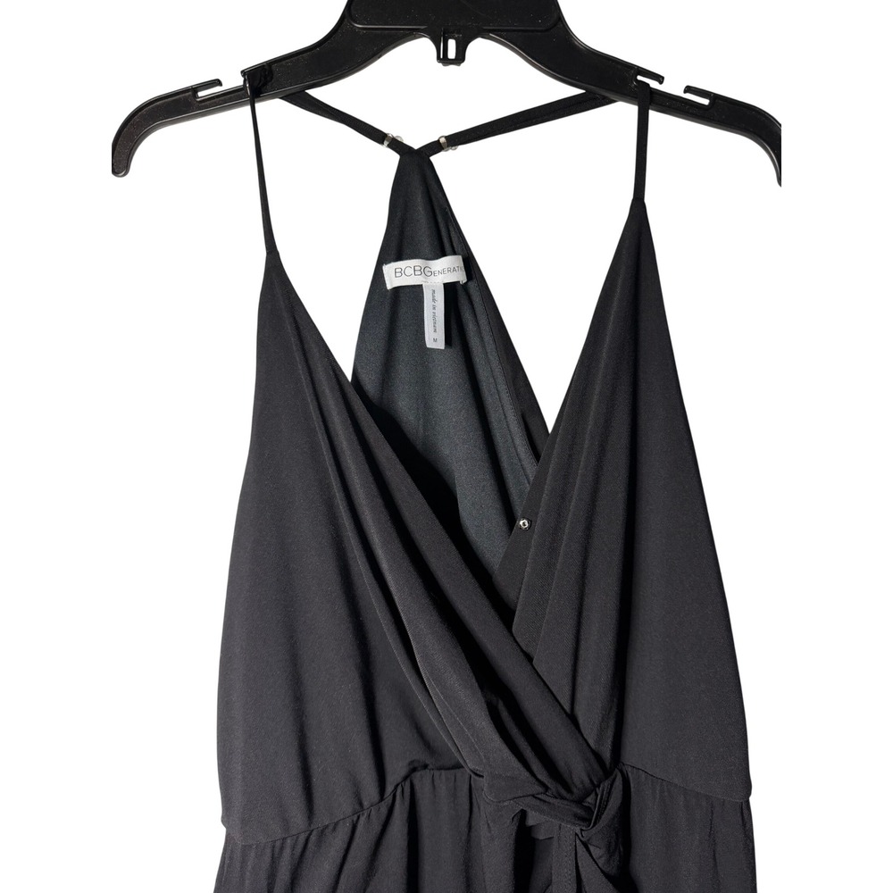 BCBGeneration Black Wrap Front T-Back Maxi Dress Size M Tulip Hem Slit Jersey
